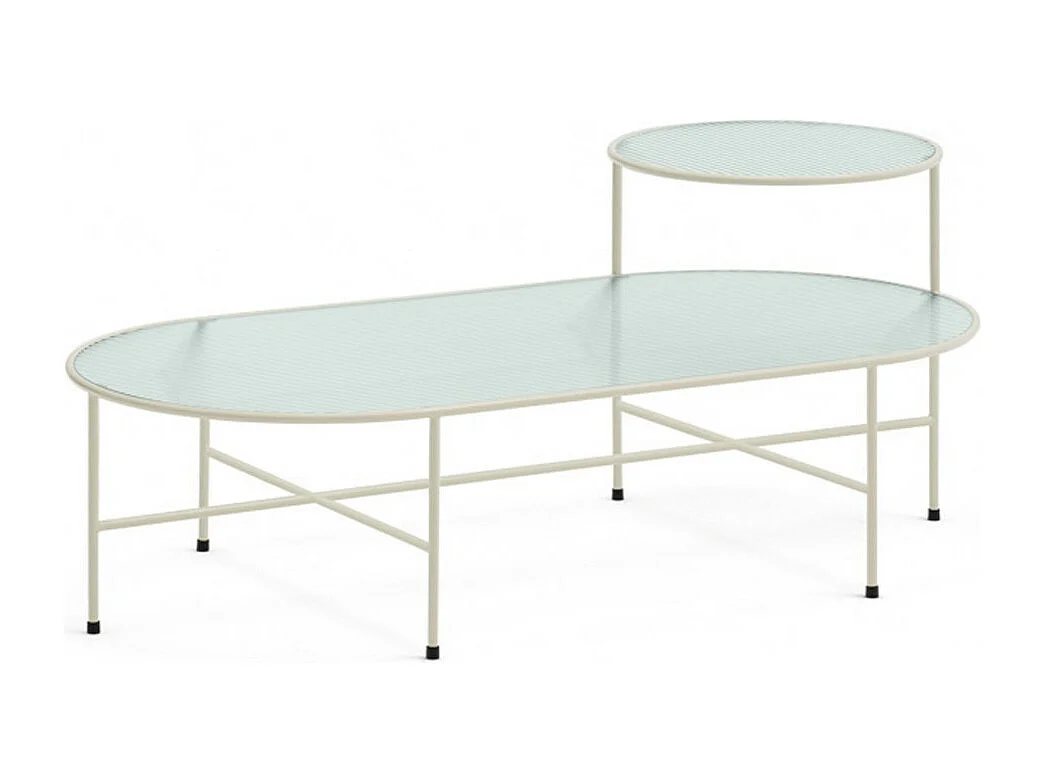 Nix - Table basse en verre strié et métal - Couleur - Blanc