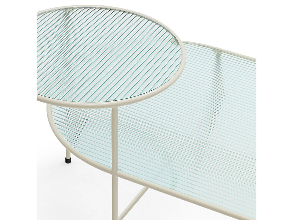Nix - Table basse en verre strié et métal - Couleur - Blanc