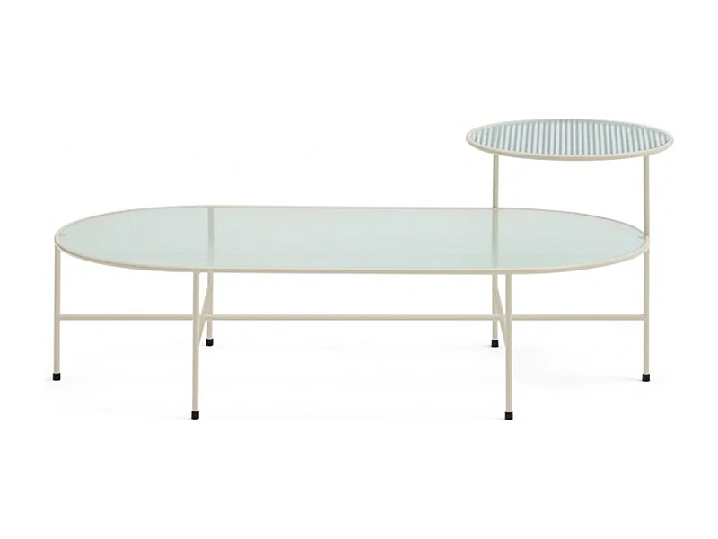 Nix - Table basse en verre strié et métal - Couleur - Blanc