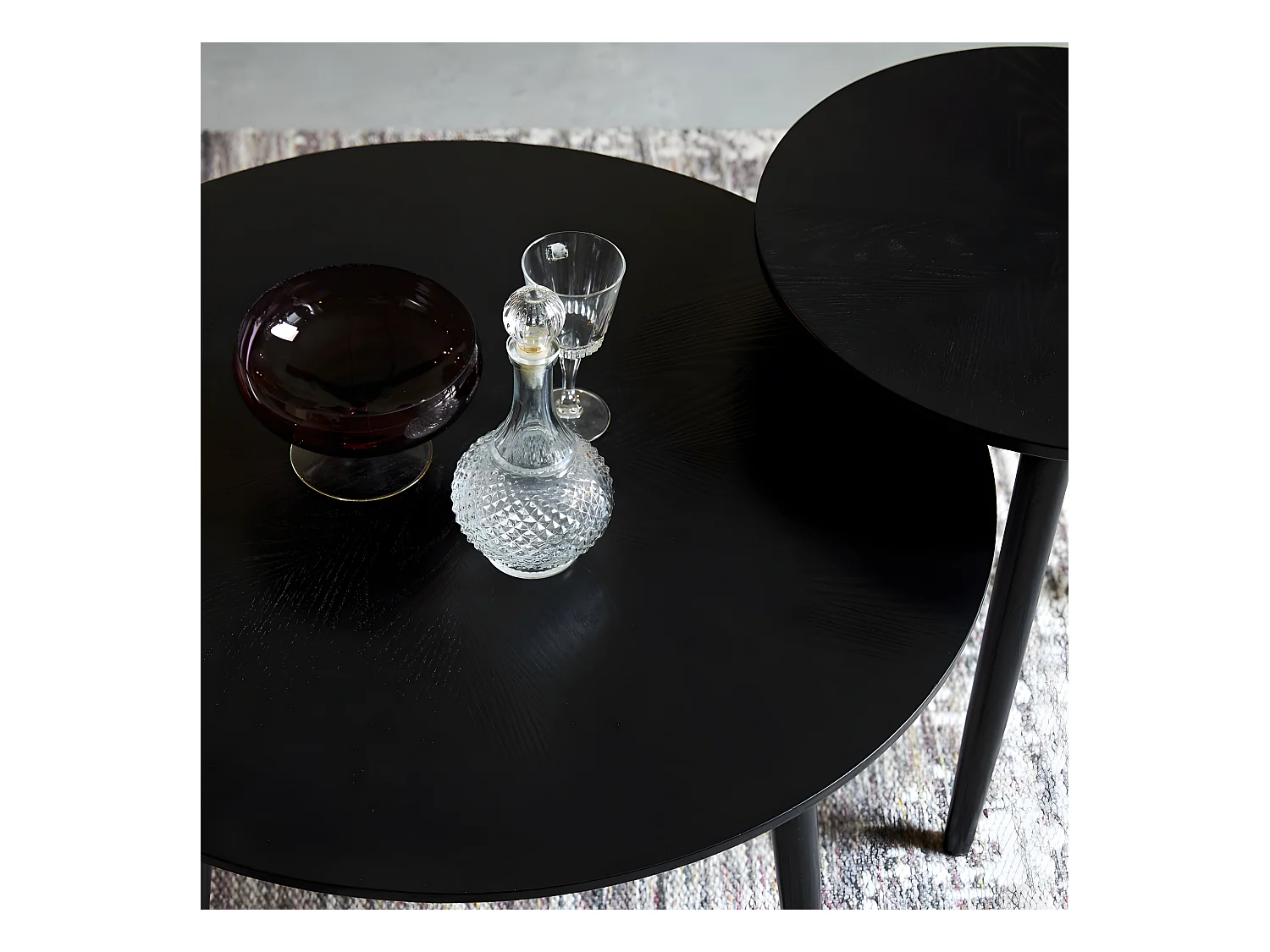 Fabio - Table basse d'appoint ronde en bois ø80cm - Noir