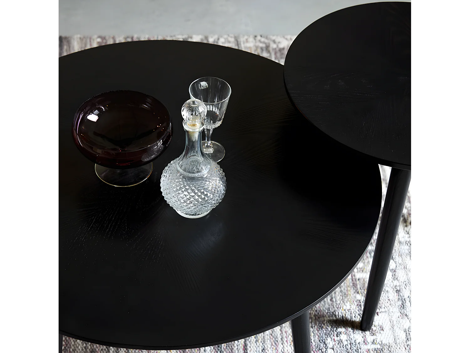 Fabio - Table basse d'appoint ronde en bois ø80cm - Noir