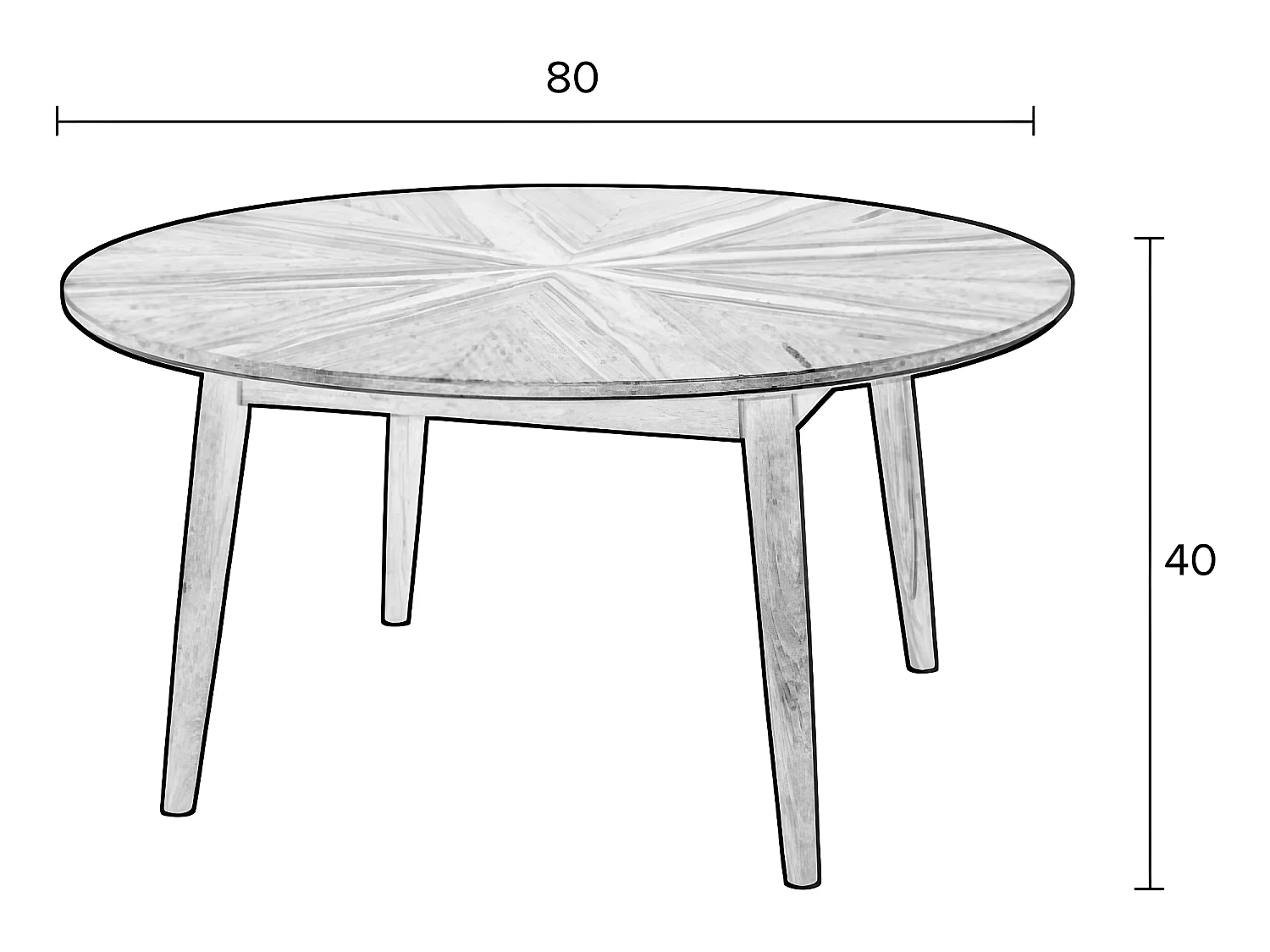 Fabio - Table basse d'appoint ronde en bois ø80cm - Noir