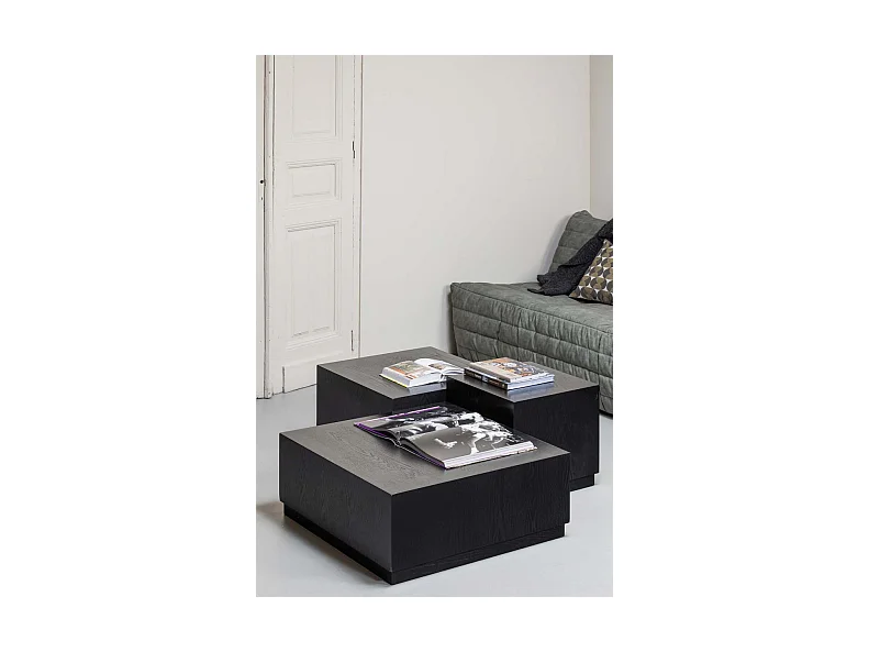 PIM - Set de 3 tables basses en MDF noir mat
