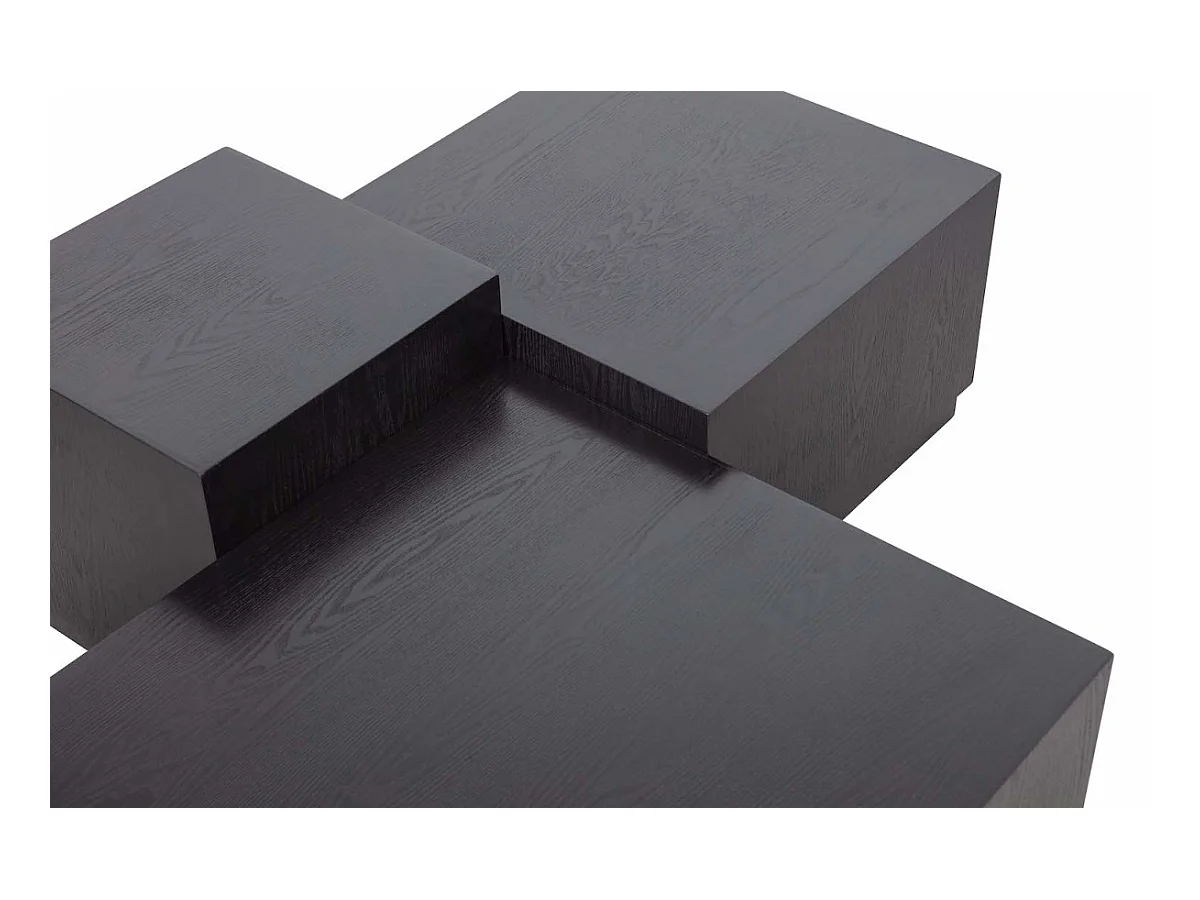 PIM - Set de 3 tables basses en MDF noir mat