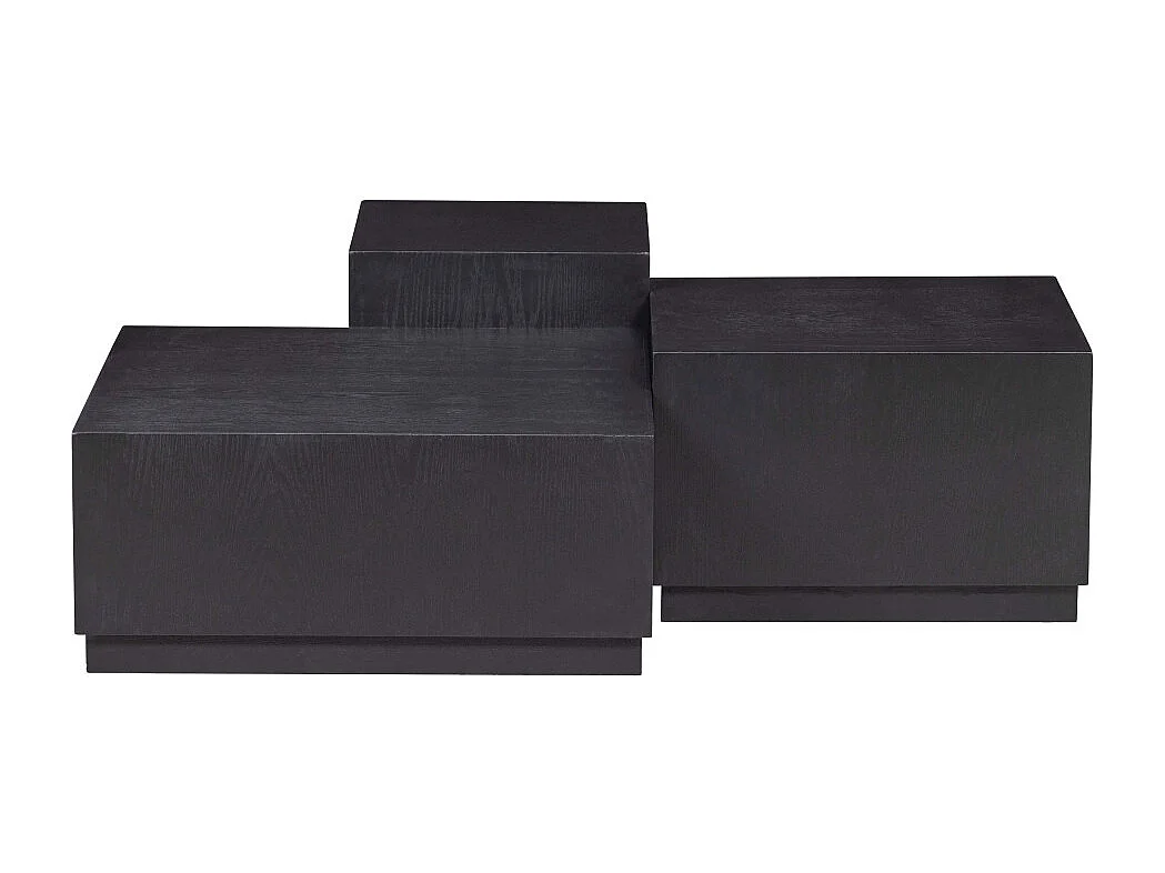 Pim - Lot de 3 tables basses en bois - Noir