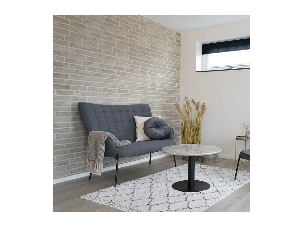 Café Bandeja de apariencia de mármol y pie negro Ø 70 x 45 cm