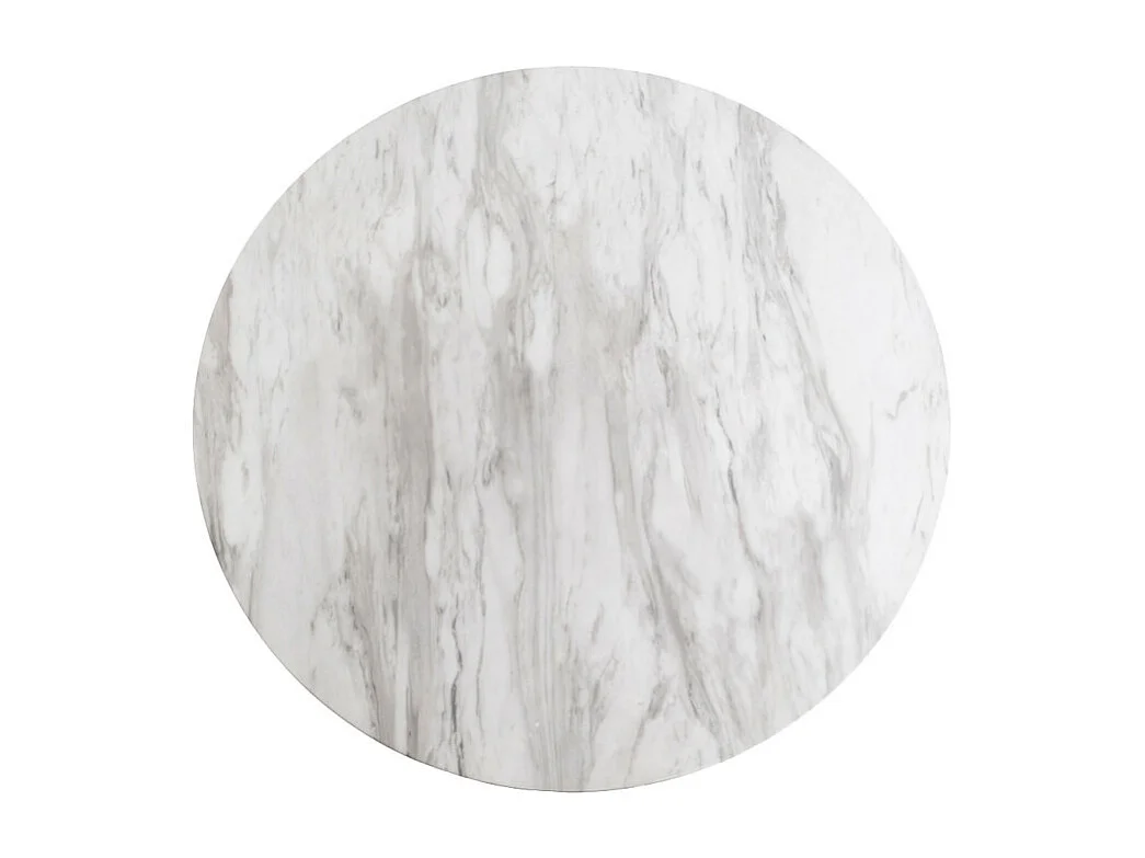 Bolzano - Table basse aspect marbre et métal ø70xh45cm - Blanc