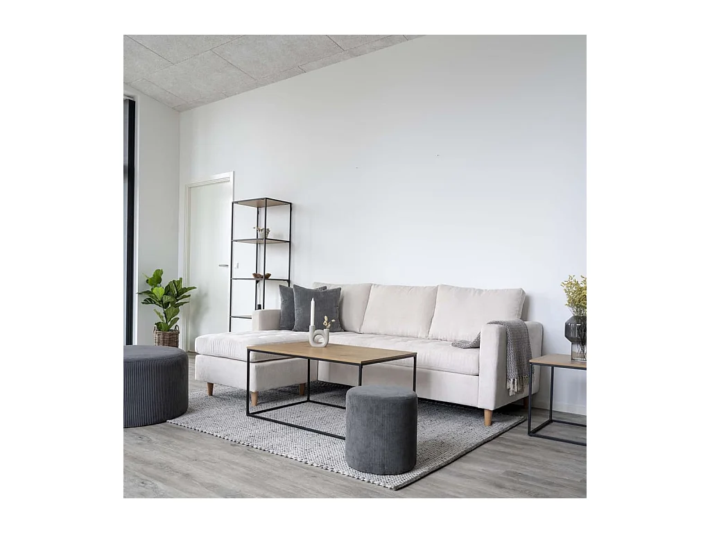 Vita Couchtisch schwarz, Eiche Dekor.