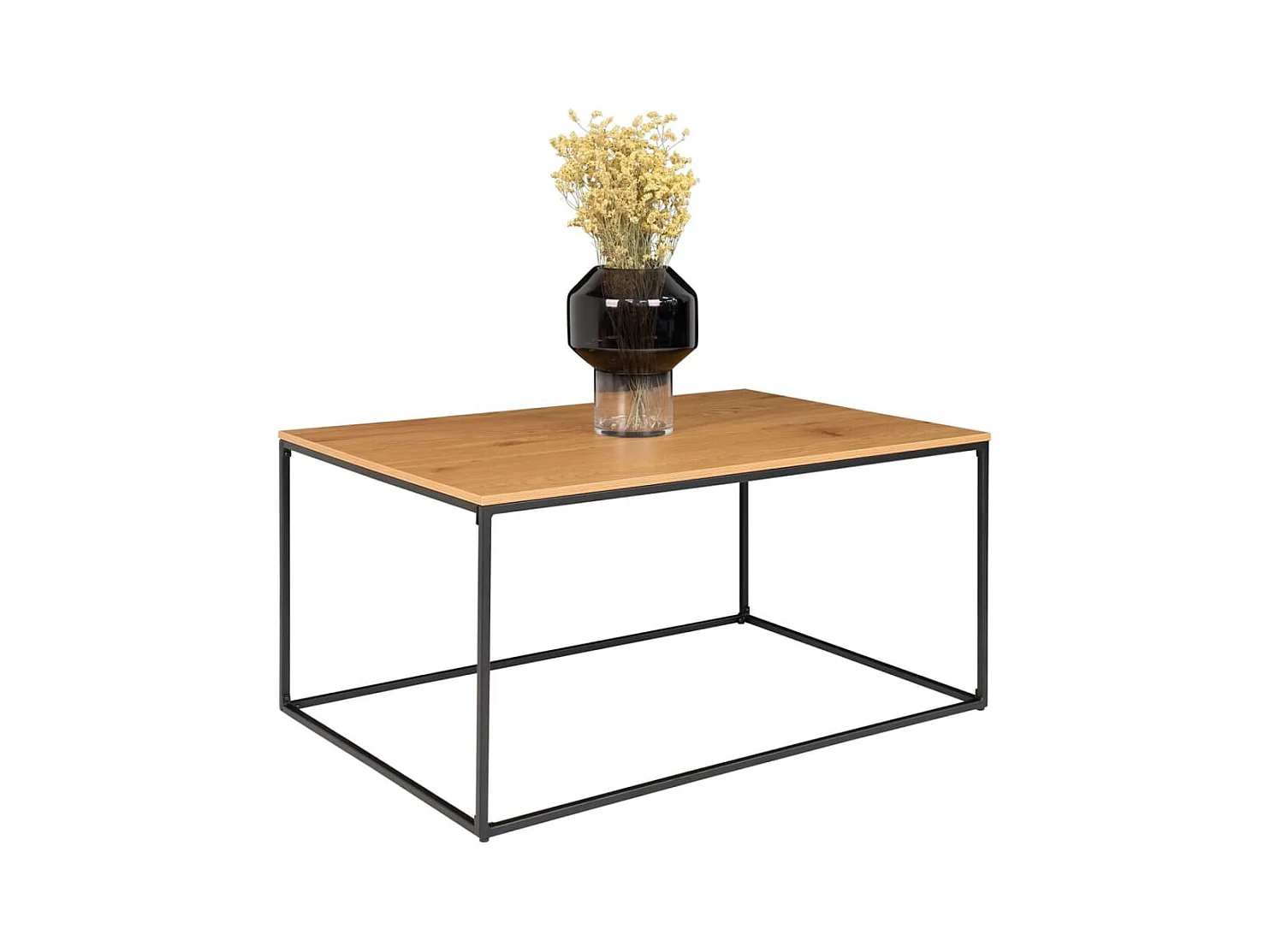 Vita salontafel zwart, eikenhouten decor.