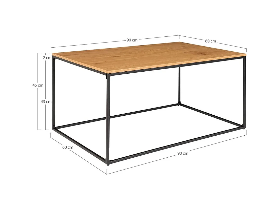 Vita salontafel zwart, eikenhouten decor.