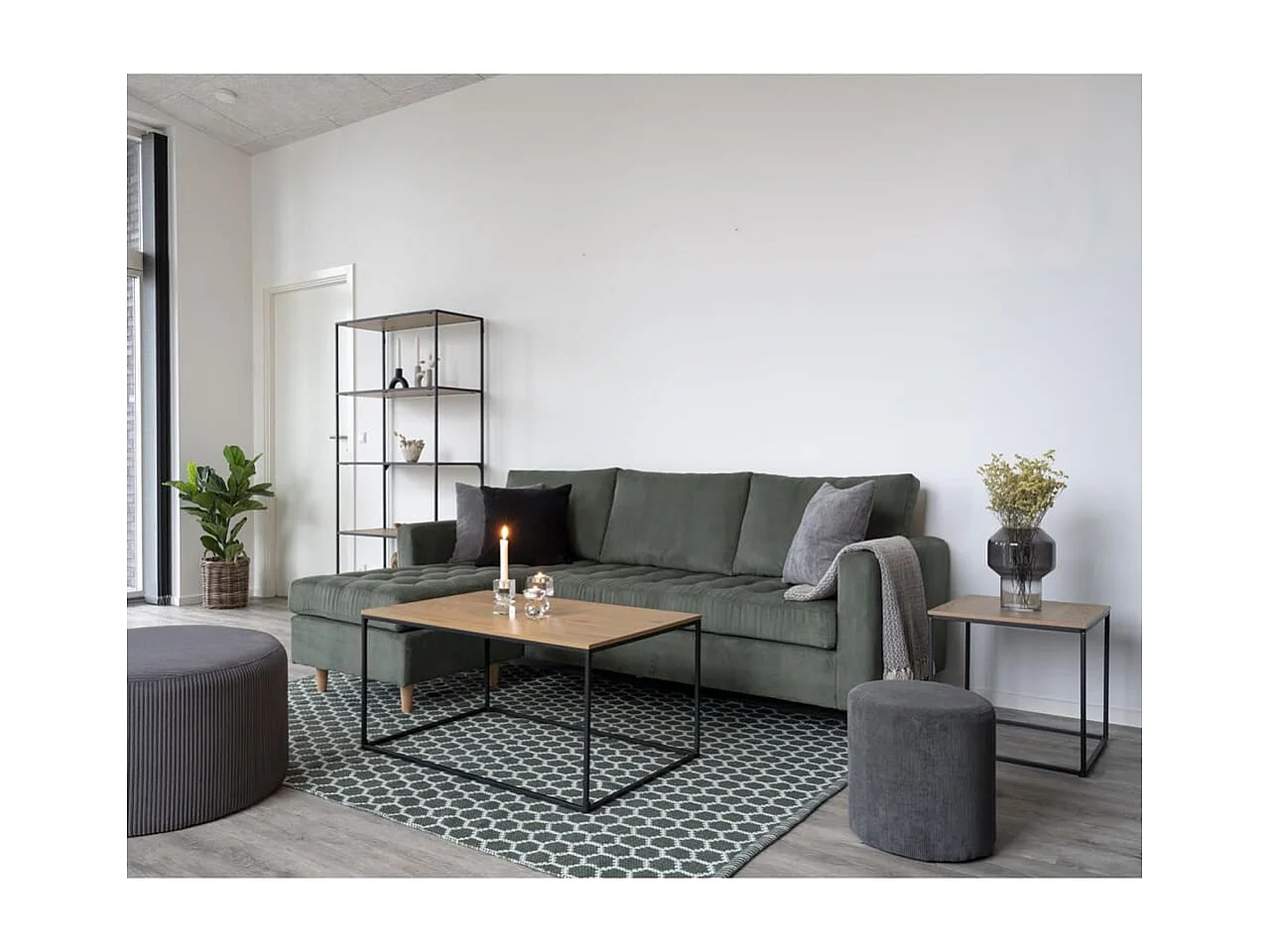 Vita Couchtisch schwarz, Eiche Dekor.