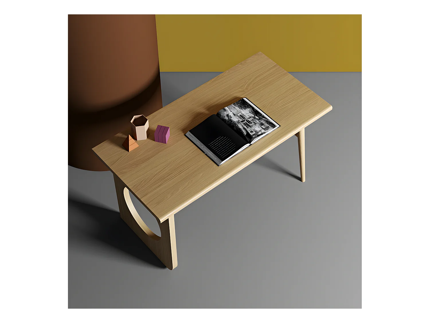 Bureau 1 Tiroir Design "Bau" 140cm Chêne