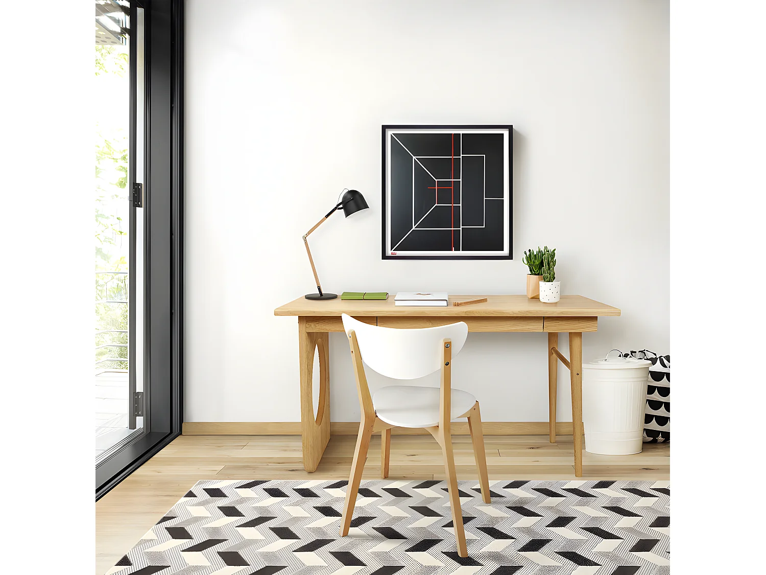 Bureau 1 Tiroir Design "Bau" 140cm Chêne