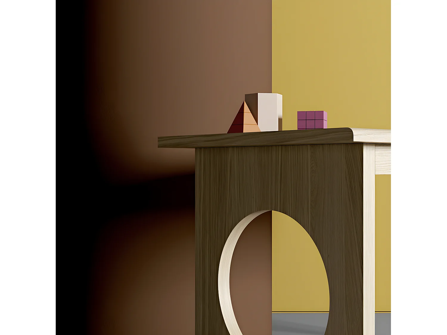 Bureau 1 Tiroir Design "Bau" 140cm Chêne