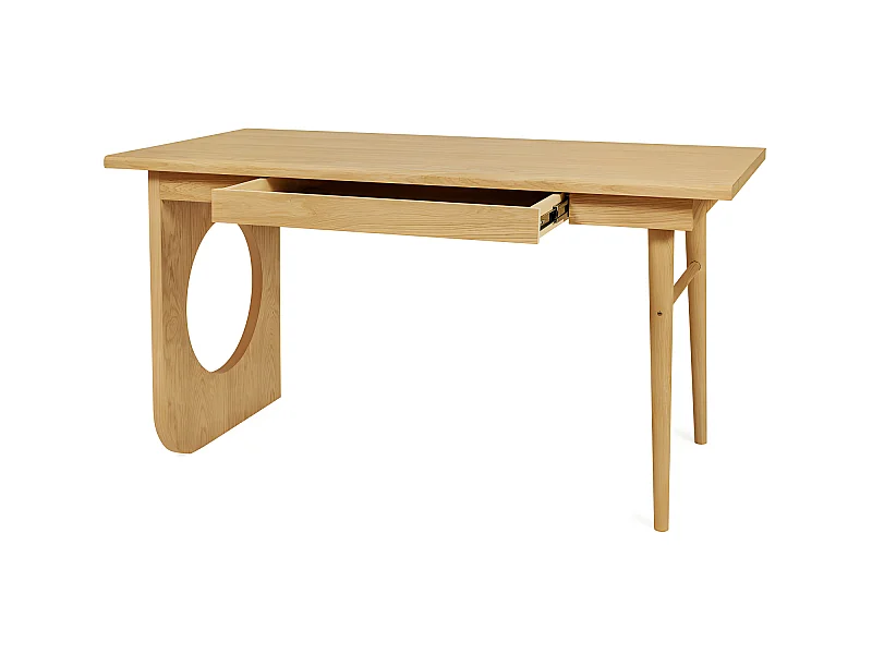 Bureau 1 Tiroir Design "Bau" 140cm Chêne