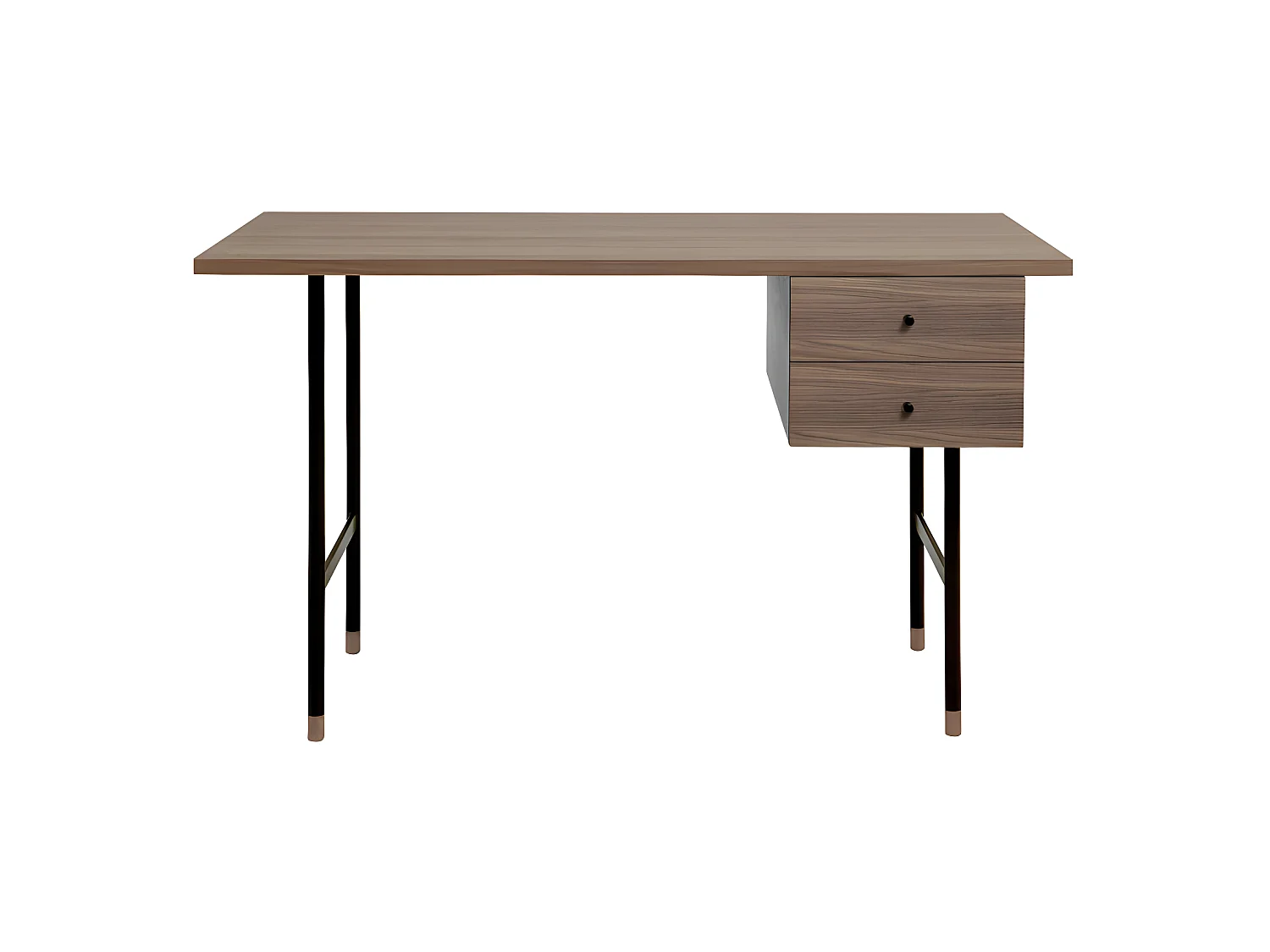 Bureau Design 2 Tiroirs "Jugend" 130cm Noyer