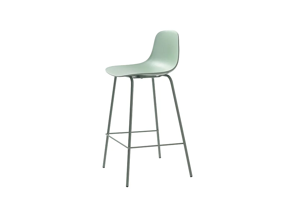 Hel - Lot de 2 chaises de bar en plastique et métal H67,5cm - Vert
