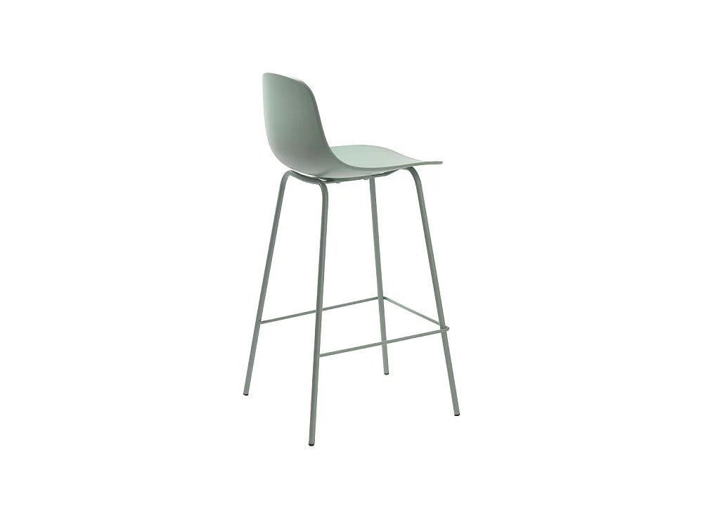 Hel - Lot de 2 chaises de bar en plastique et métal H67,5cm - Vert