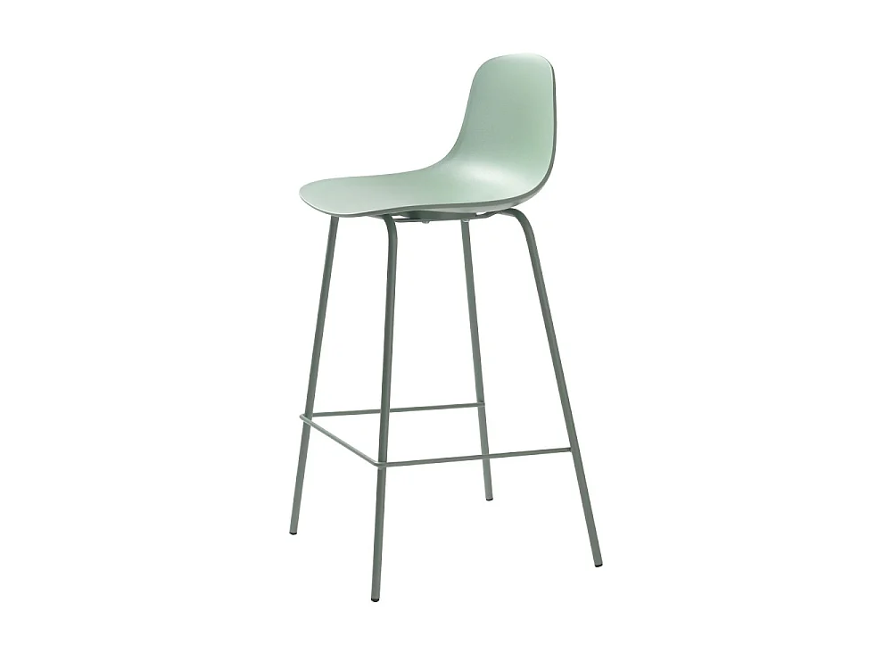 Hel - Lot de 2 chaises de bar en plastique et métal H67,5cm - Vert