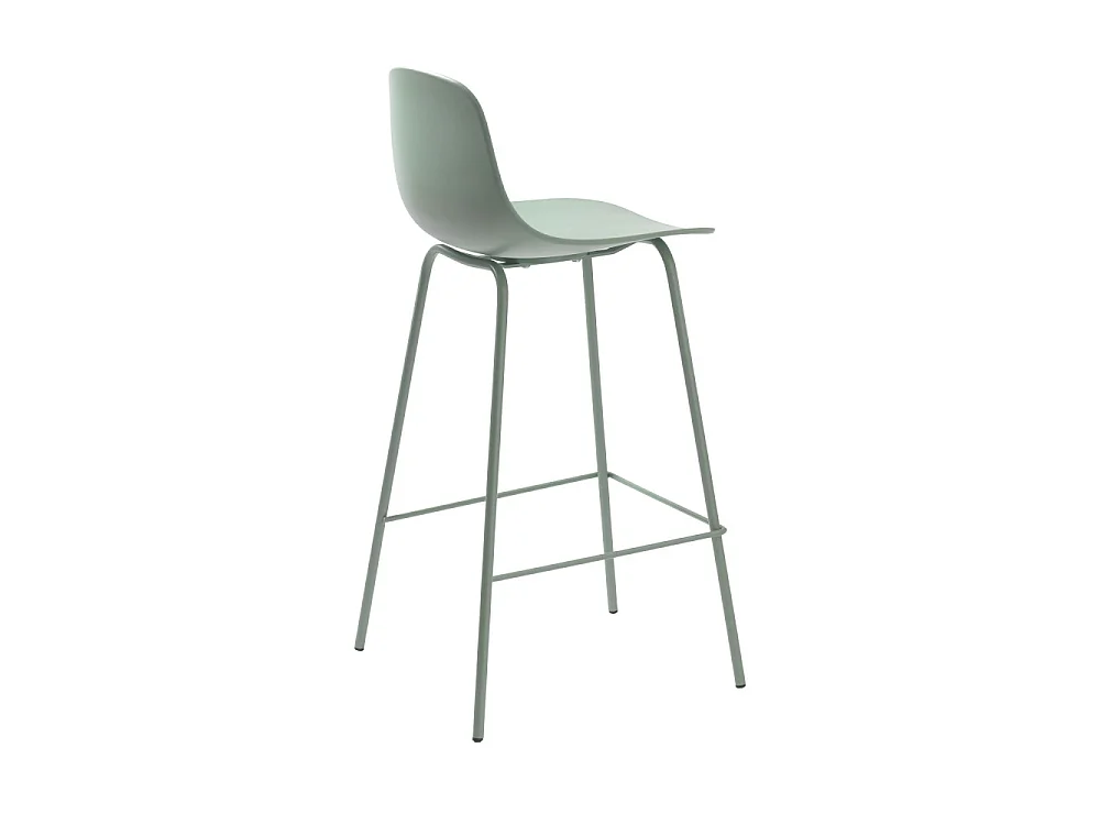 Hel - Lot de 2 chaises de bar en plastique et métal H67,5cm - Vert