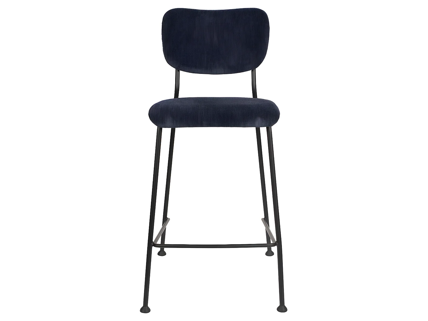 Benson - Lot de 2 tabourets de bar en velours côtelé H65cm - Bleu foncé
