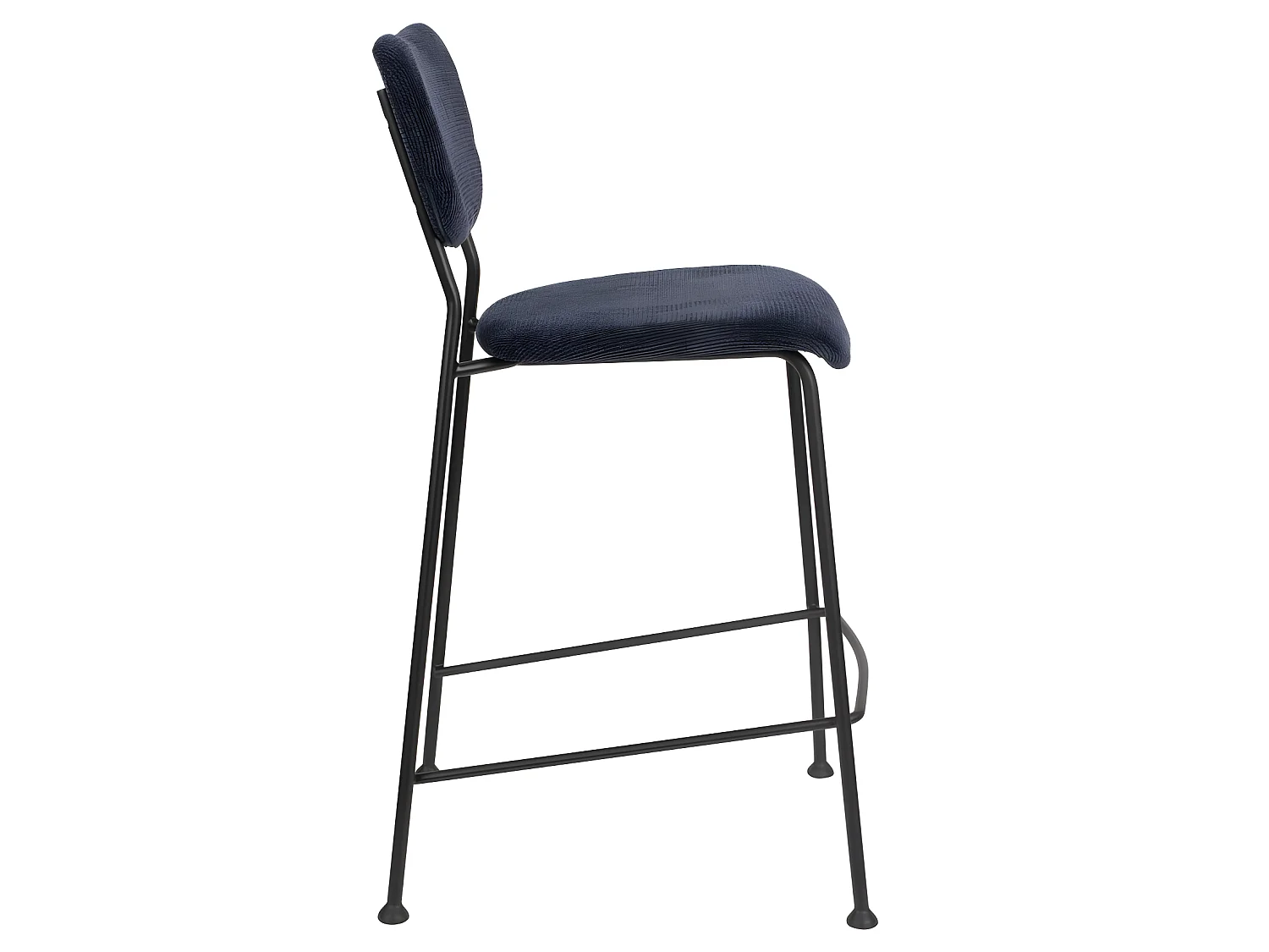 Benson - Lot de 2 tabourets de bar en velours côtelé H65cm - Bleu foncé