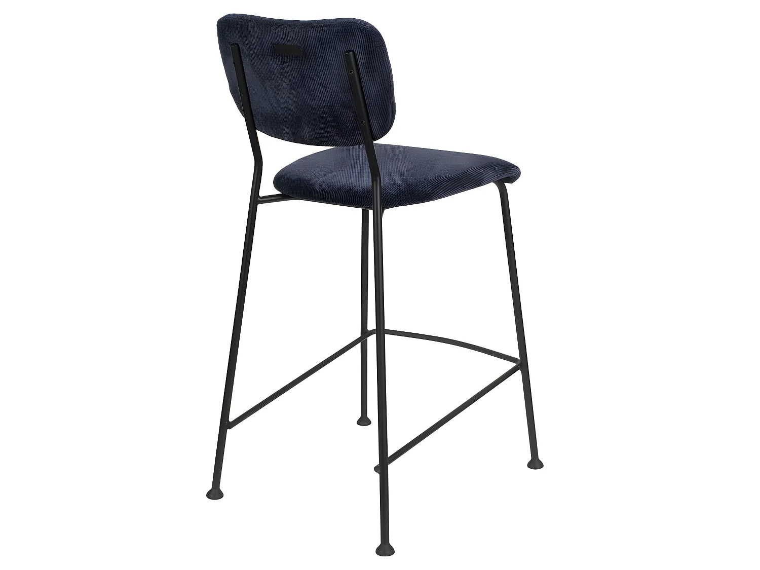 Benson - Lot de 2 tabourets de bar en velours côtelé H65cm - Bleu foncé