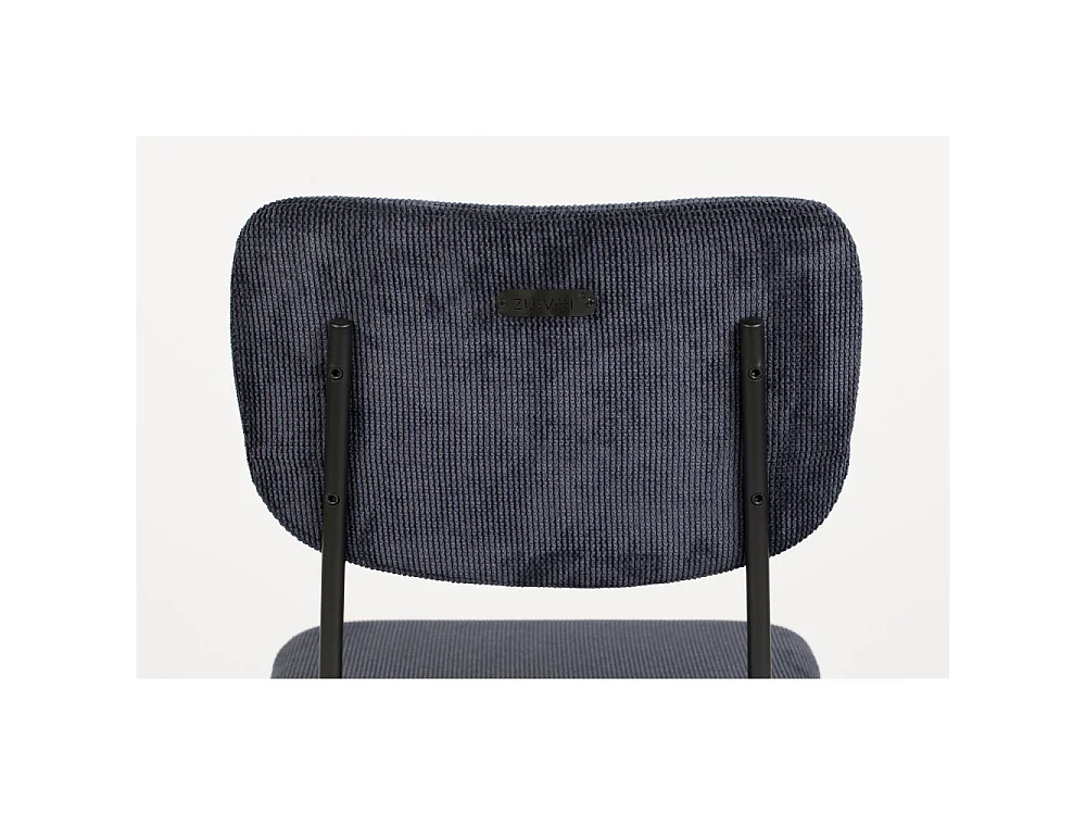 Benson - Lot de 2 tabourets de bar en velours côtelé H65cm - Bleu foncé