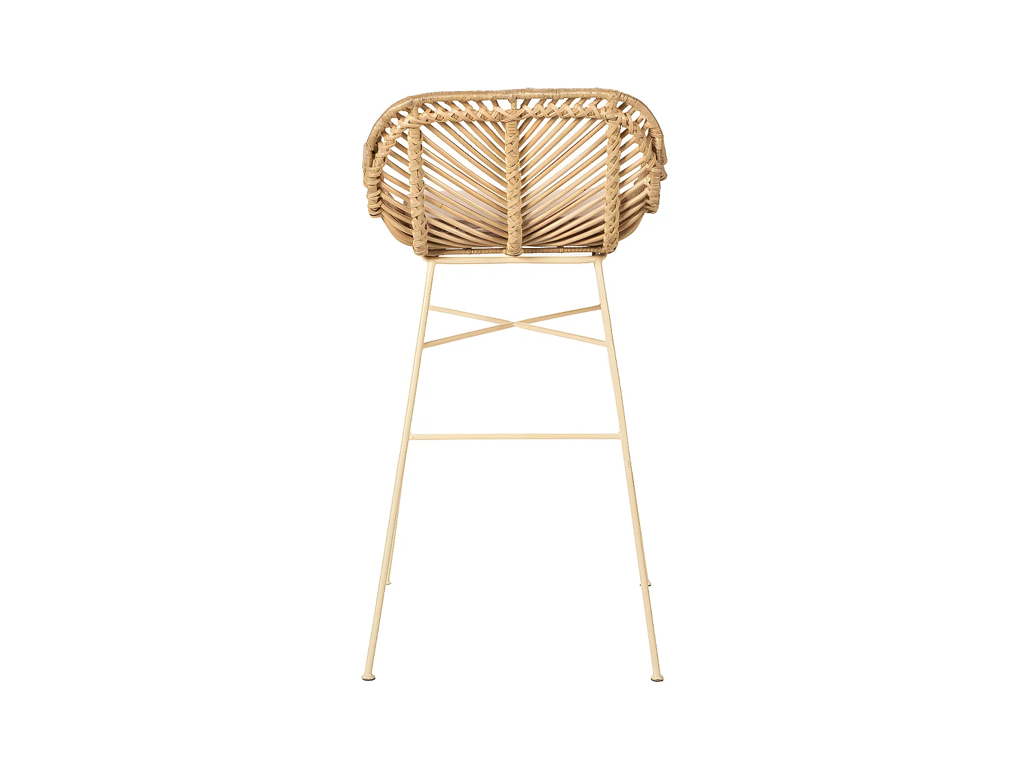 Nunuhai - Lot de 2 tabourets de bar en rotin pieds beiges 76cm - Beige