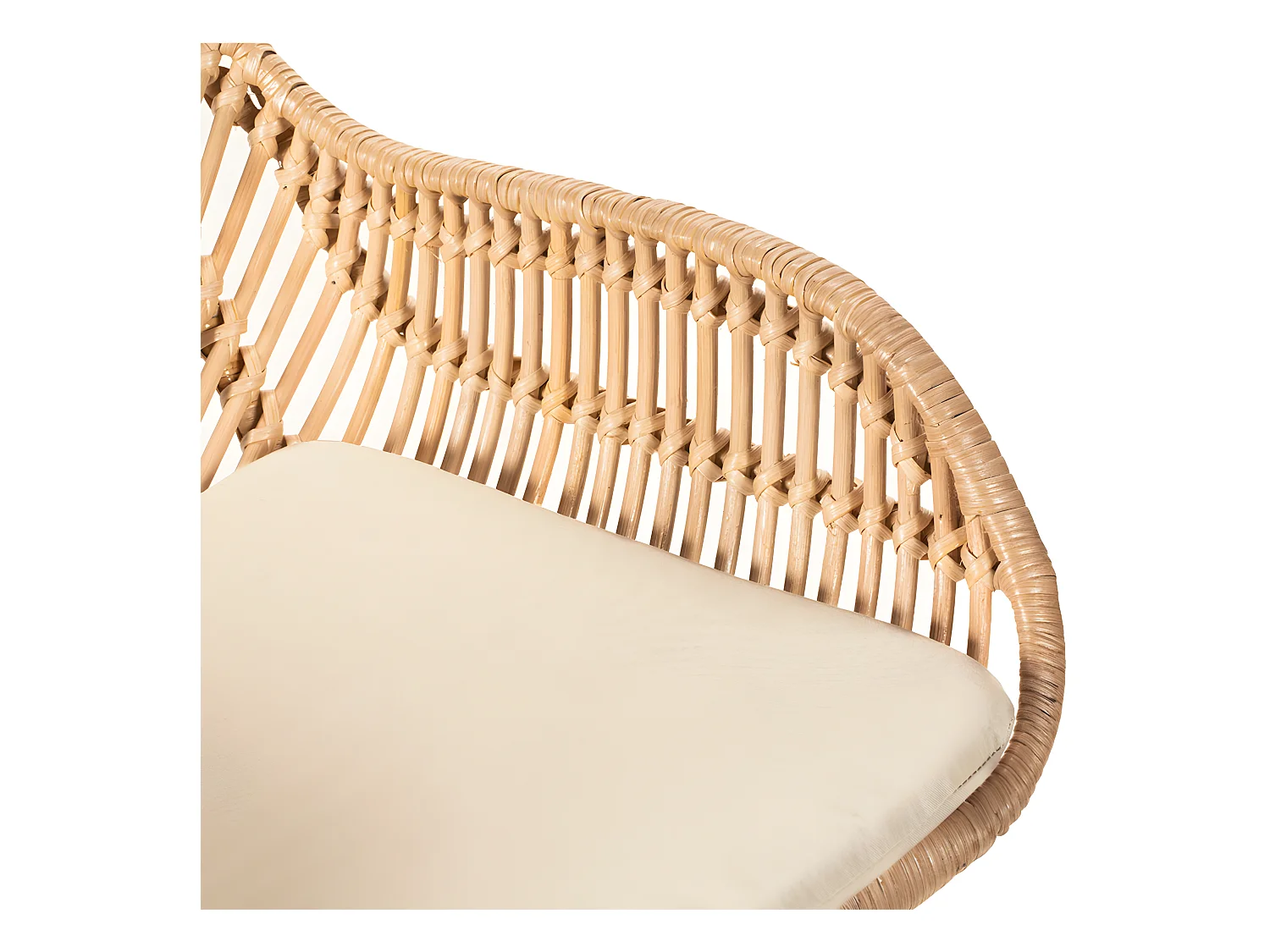 Nunuhai - Lot de 2 tabourets de bar en rotin pieds beiges 76cm - Beige