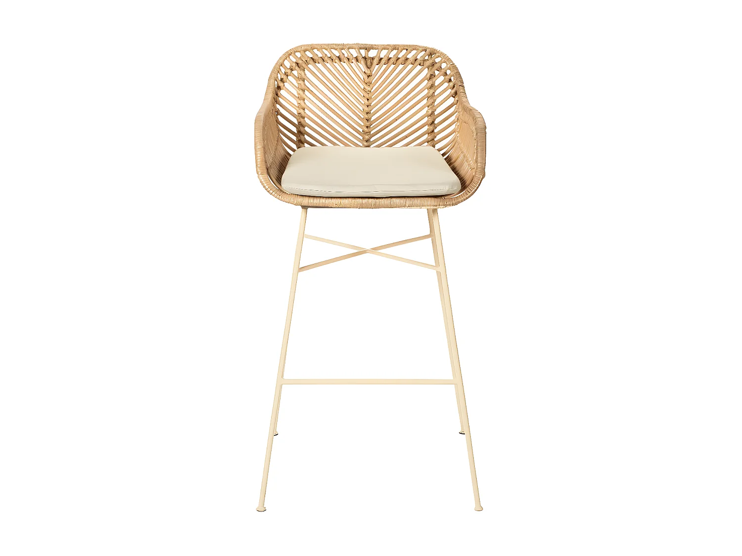 Nunuhai - Lot de 2 tabourets de bar en rotin pieds beiges 76cm - Beige