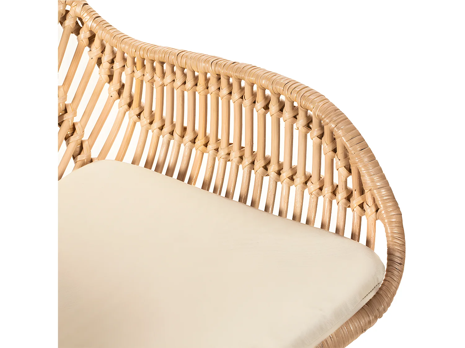 Nunuhai - Lot de 2 tabourets de bar en rotin pieds beiges 76cm - Beige