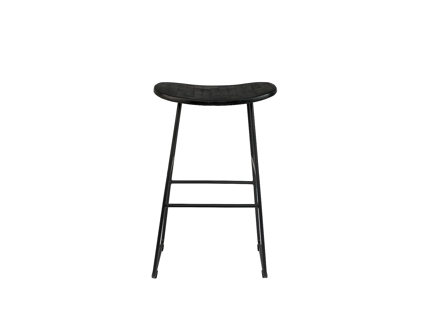 Tangle - Tabouret de bar en teck recyclé et métal H62cm - Noir