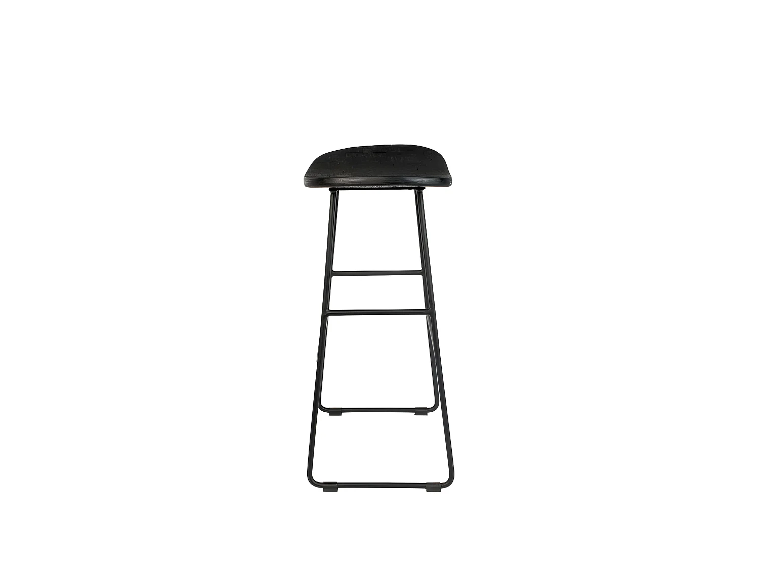 Tangle - Tabouret de bar en teck recyclé et métal H62cm - Noir