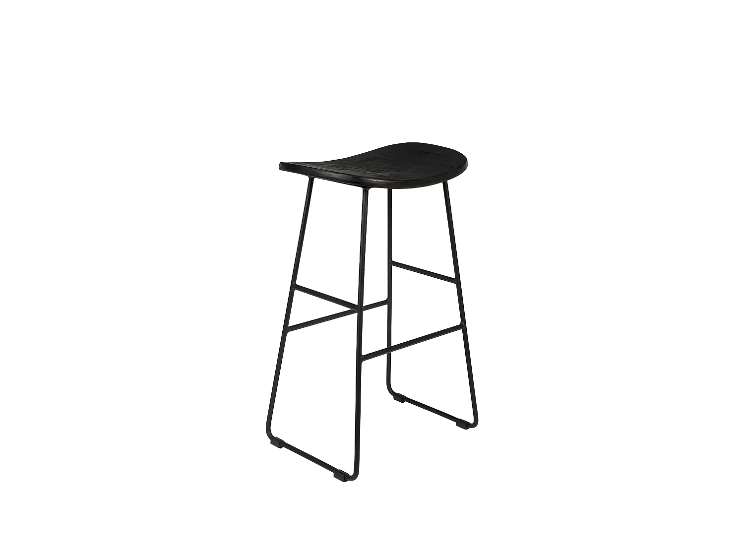 Tangle - Tabouret de bar en teck recyclé et métal H62cm - Noir