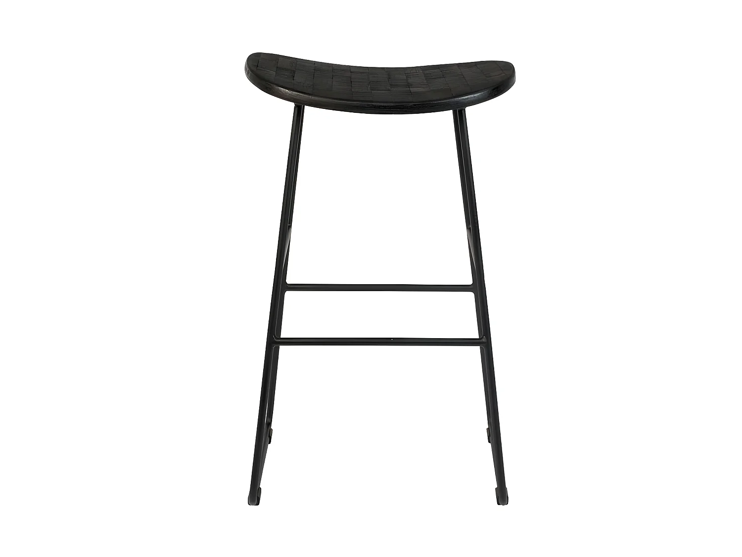Tangle - Tabouret de bar en teck recyclé et métal H62cm - Noir