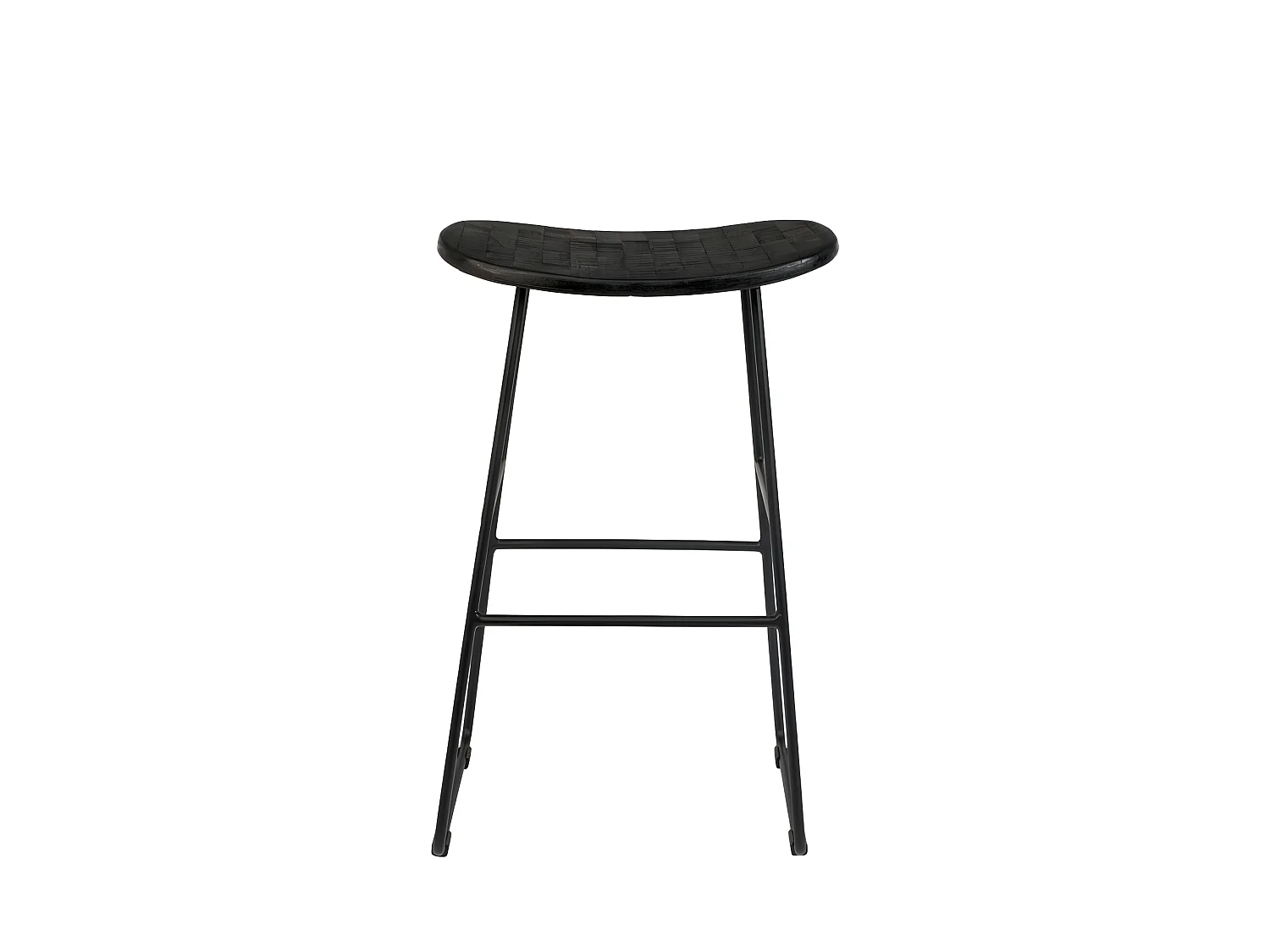 Tangle - Tabouret de bar en teck recyclé et métal H62cm - Noir
