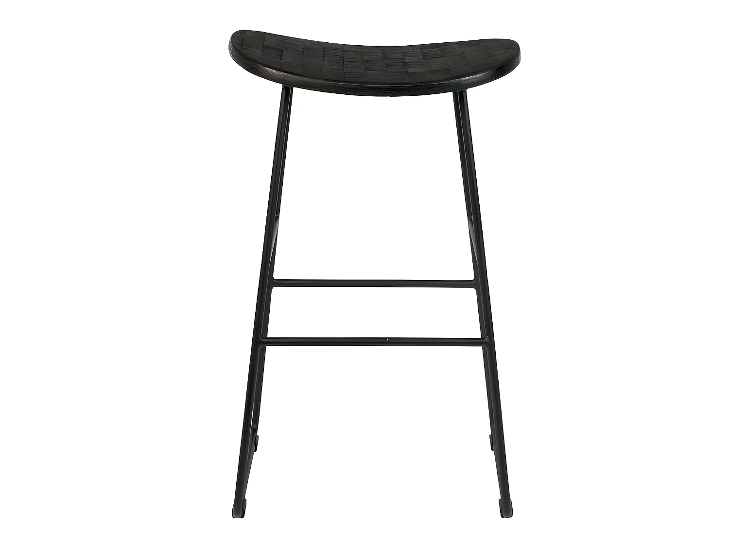 Tangle - Tabouret de bar en teck recyclé et métal H62cm - Noir