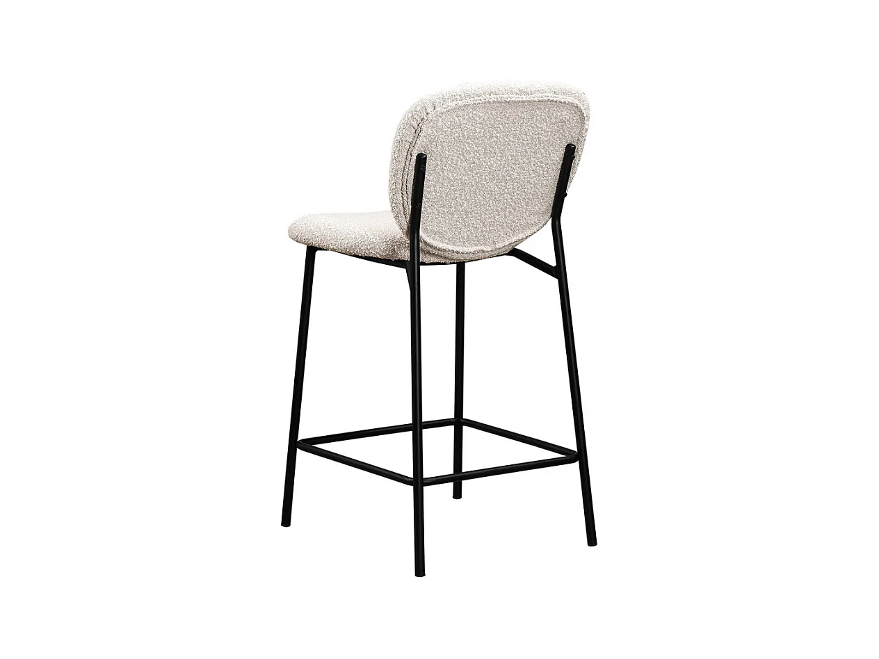 DALBY - Lot de 2 tabourets de bar en tissu bouclette et métal H65cm - Écru