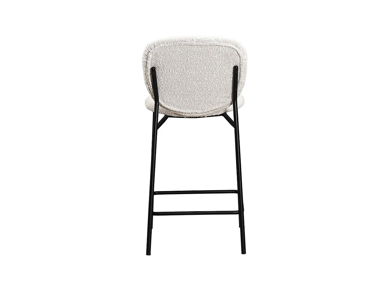 DALBY - Lot de 2 tabourets de bar en tissu bouclette et métal H65cm - Écru