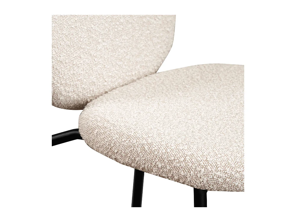 DALBY - Lot de 2 tabourets de bar en tissu bouclette et métal H65cm - Écru