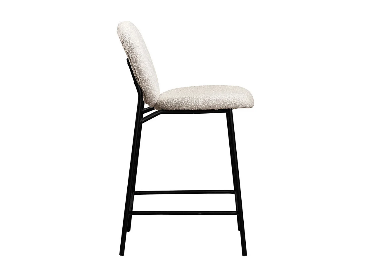 DALBY - Lot de 2 tabourets de bar en tissu bouclette et métal H65cm - Écru