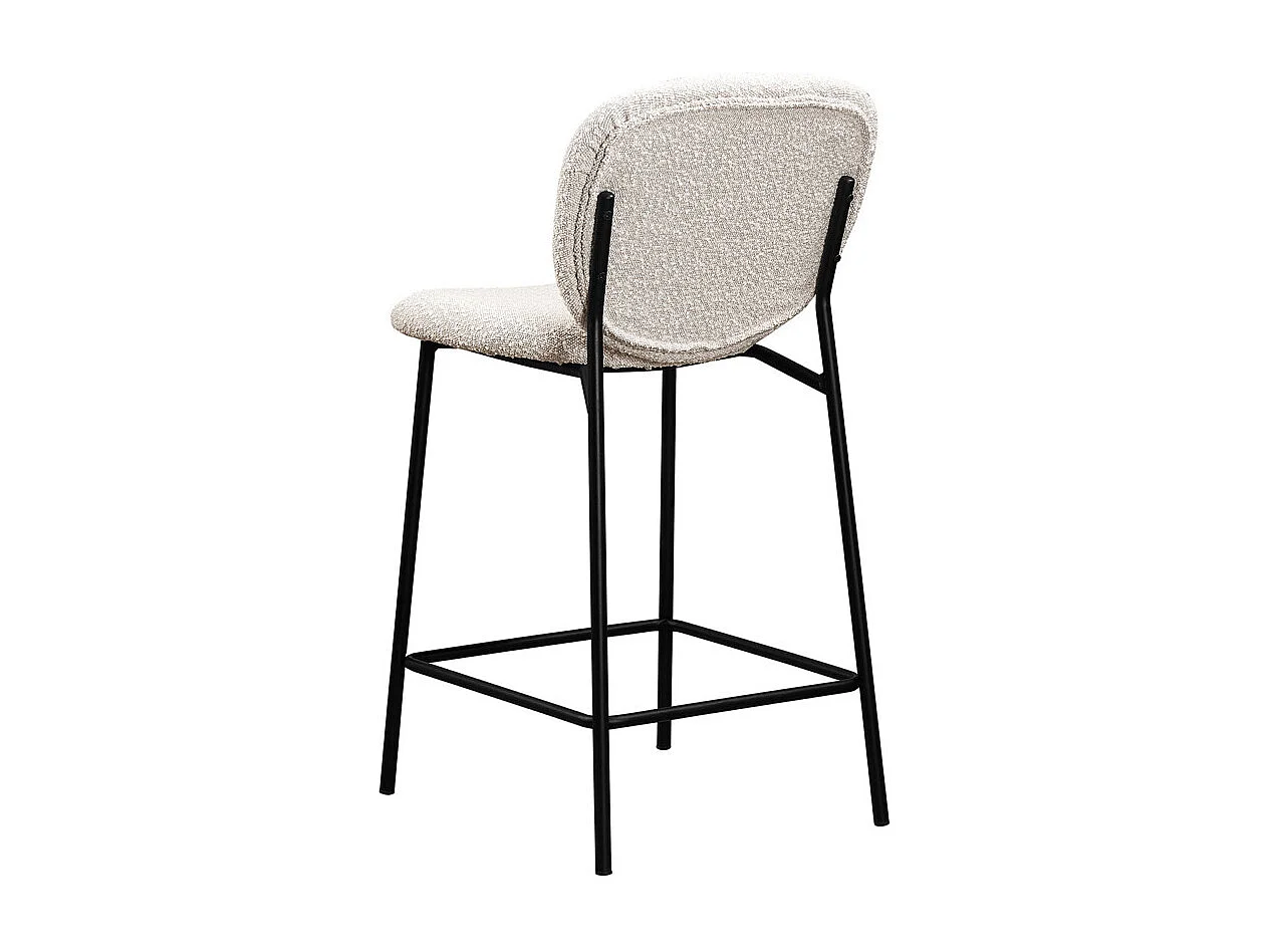 DALBY - Lot de 2 tabourets de bar en tissu bouclette et métal H65cm - Écru