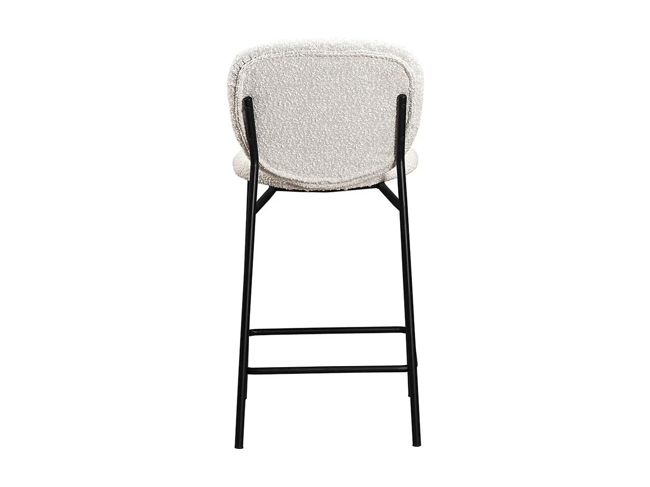 DALBY - Lot de 2 tabourets de bar en tissu bouclette et métal H65cm - Écru