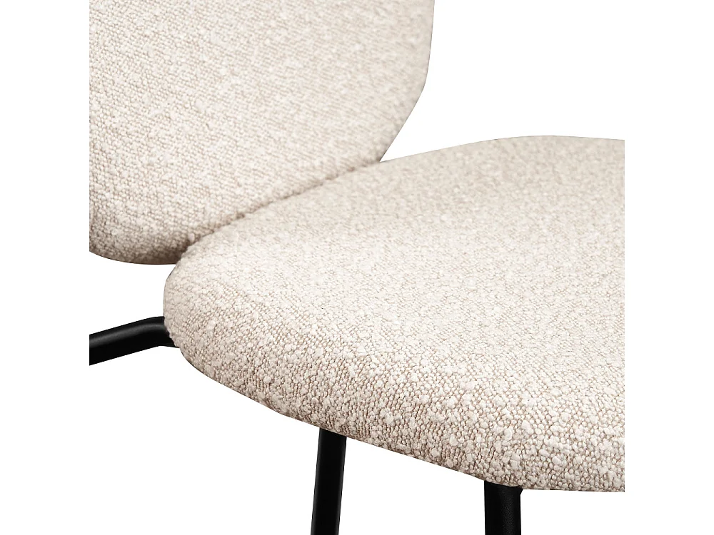 DALBY - Lot de 2 tabourets de bar en tissu bouclette et métal H65cm - Écru