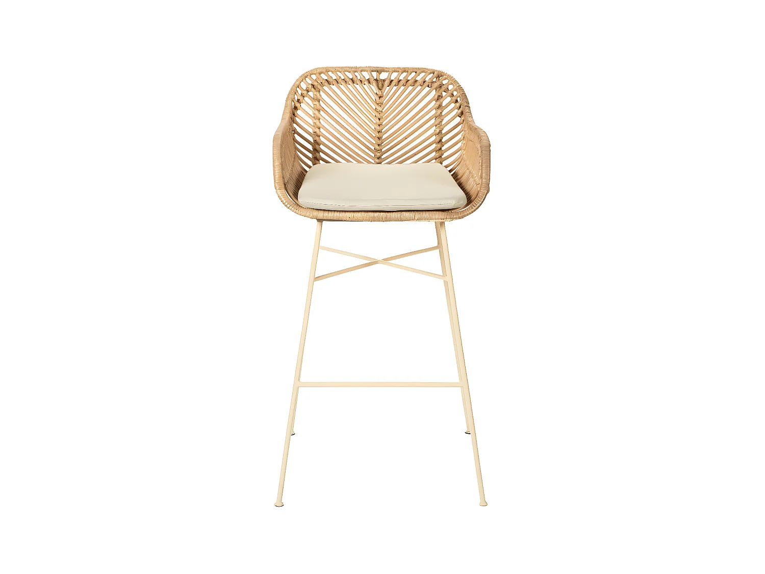 Nunuhai - Lot de 2 tabourets de bar en rotin pieds beiges H68cm - Naturel