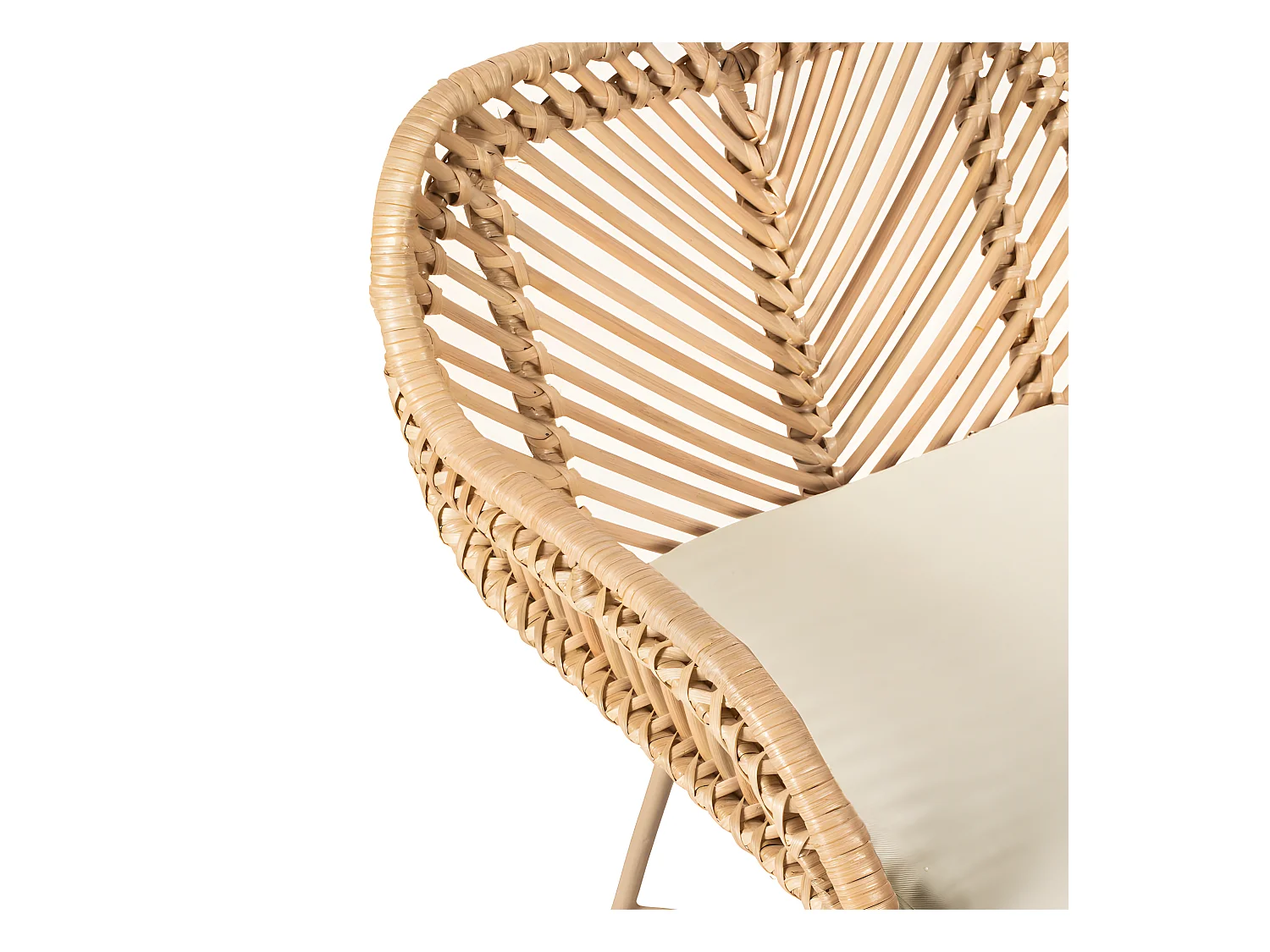 Nunuhai - Lot de 2 tabourets de bar en rotin pieds beiges H68cm - Naturel