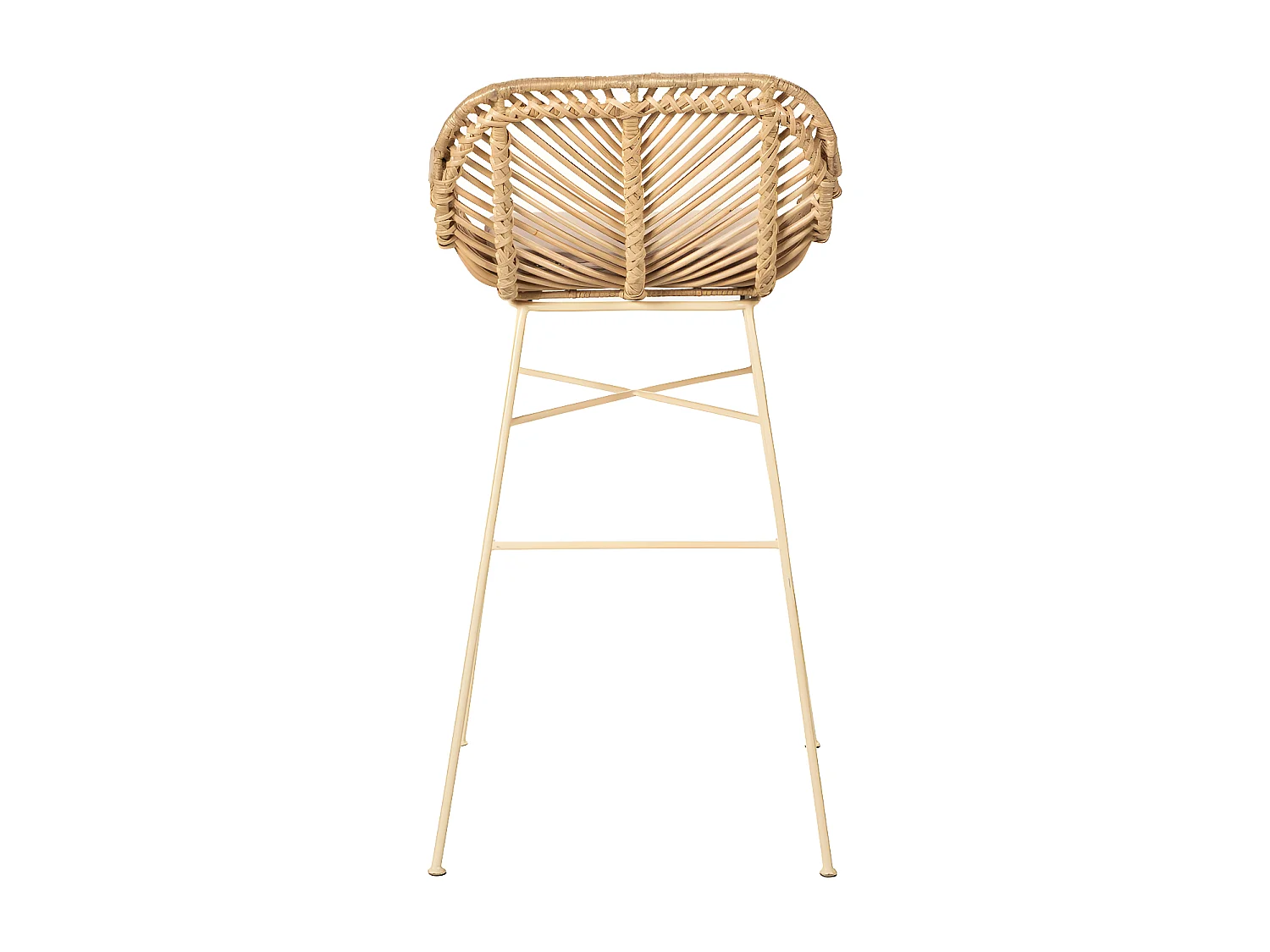 Nunuhai - Lot de 2 tabourets de bar en rotin pieds beiges H68cm - Naturel