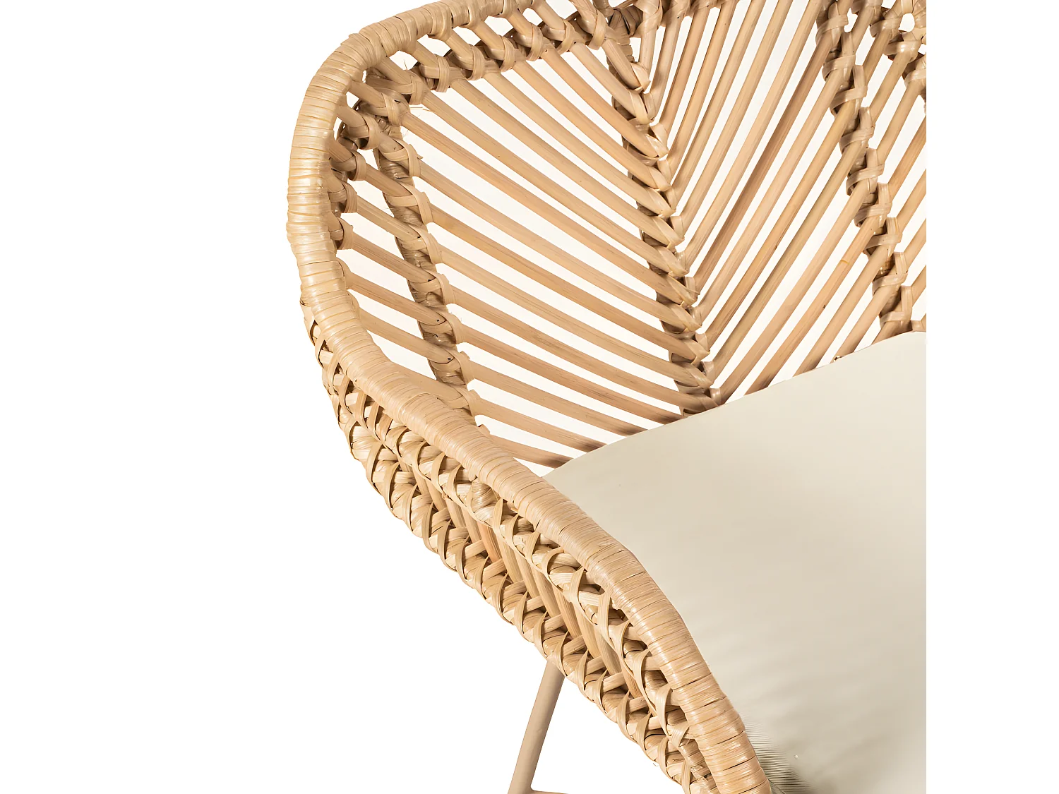 Nunuhai - Lot de 2 tabourets de bar en rotin pieds beiges H68cm - Naturel