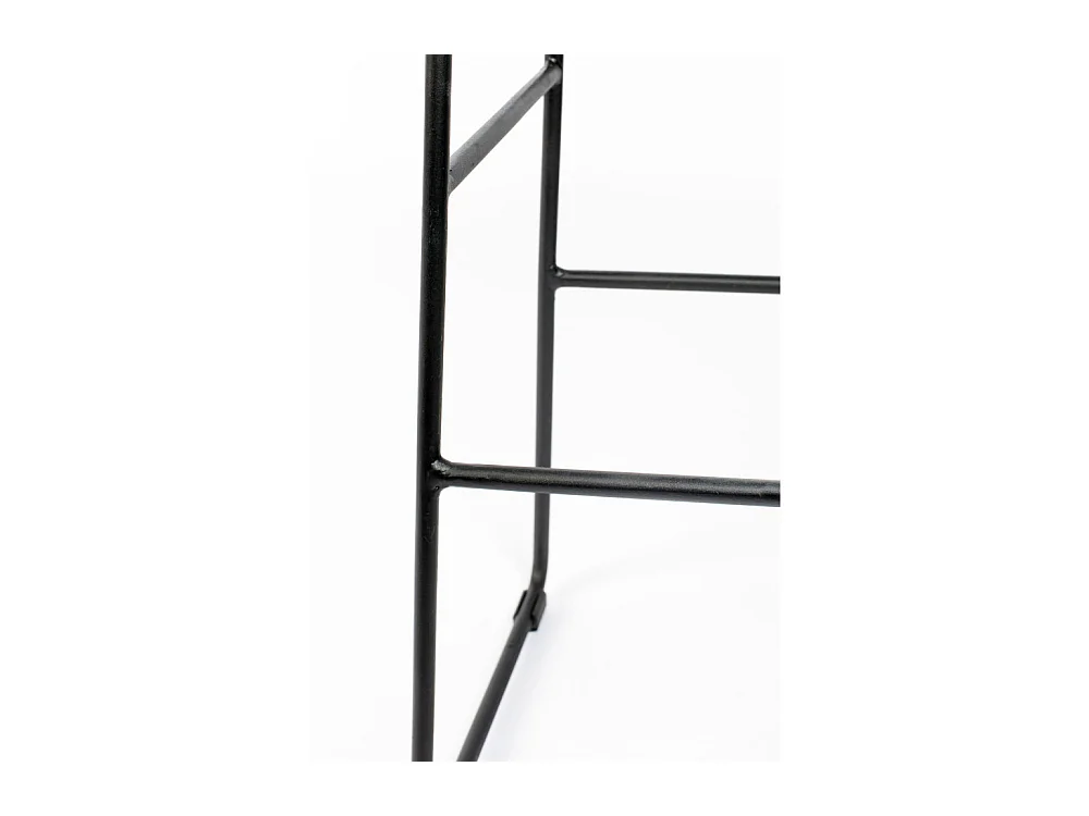 Tangle - Tabouret de bar en teck recyclé et métal H76cm - Noir